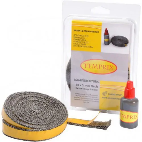 Temprix - Zestaw naprawczy do szyb kominkowych Temprix 18x2 mm + klej