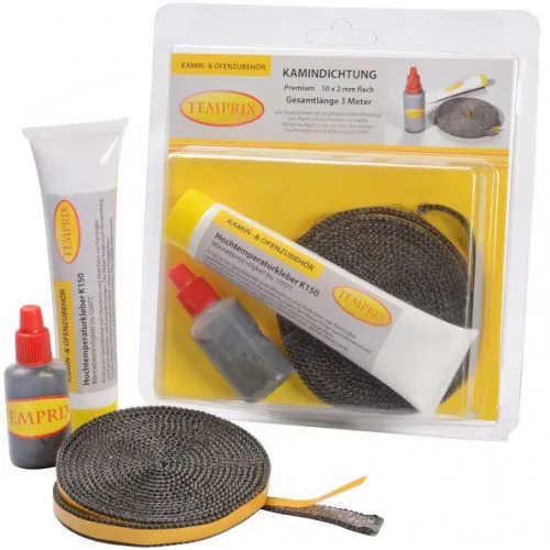 Temprix - Zestaw naprawczy do szyb kominkowych Temprix 10x2 mm Premium + klej