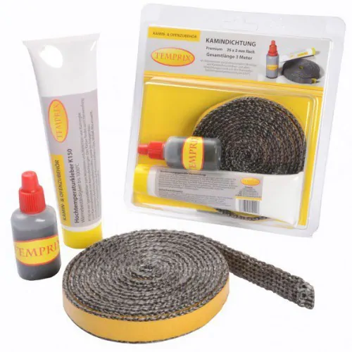 Temprix - Zestaw naprawczy do szyb kominkowych Temprix 25x3,5 mm Premium + klej