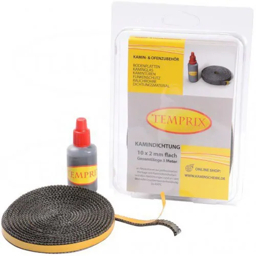 Temprix - Zestaw naprawczy do szyb kominkowych Temprix 10x2 mm + klej